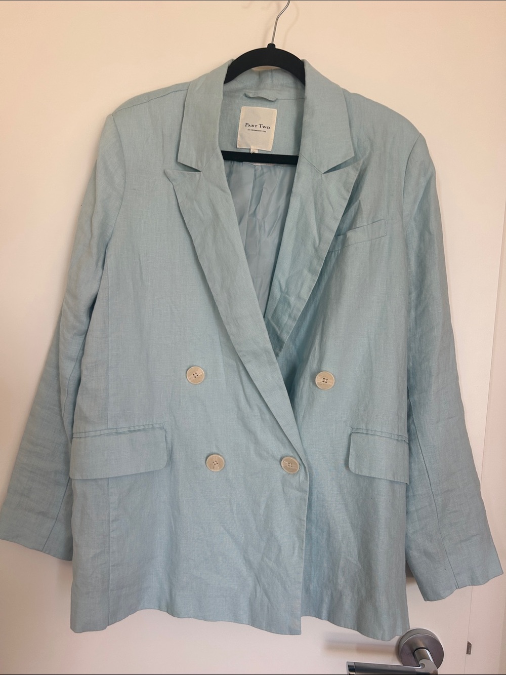 Part Two Women's Pale Blue Double-Breasted Linen Blazer